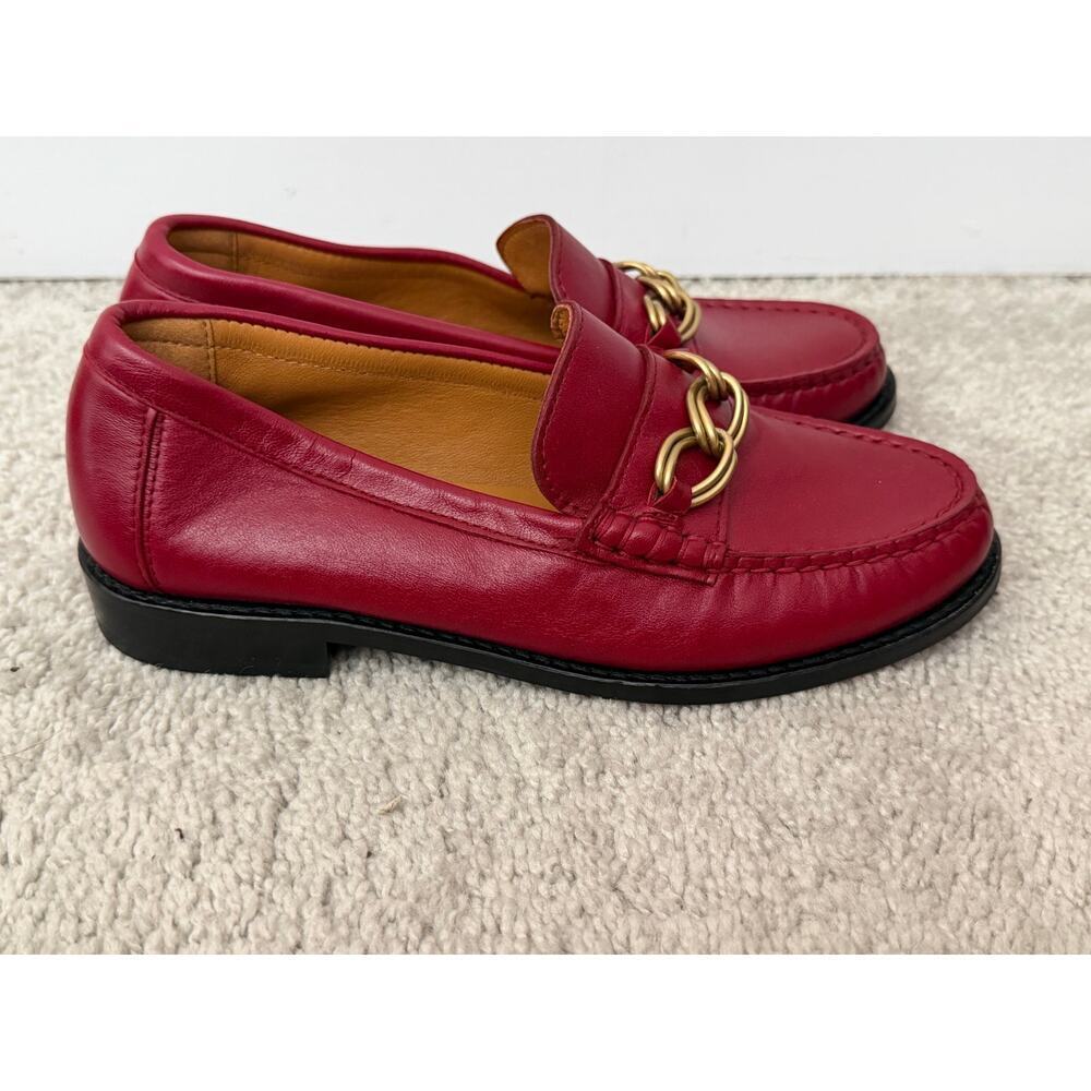 Sézane Vicky Leather Slip On Loafers Shoes Burgundy Red Women's Size EU 35 - Picture 5 of 10